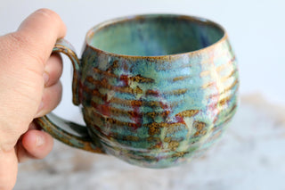 Hand Painted Ceramic Art Mug - Green Garden Colors, Unique Gift for Coffee Lovers, One-of-a-Kind Artwork, Unique Gift