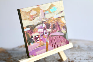 Abstract Miniature Painting on Canvas – 3x3 Inch Original Art – Mixed Media Artwork