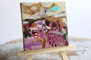 Abstract Miniature Painting on Canvas – 3x3 Inch Original Art – Mixed Media Artwork