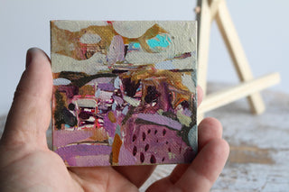 Abstract Miniature Painting on Canvas – 3x3 Inch Original Art – Mixed Media Artwork