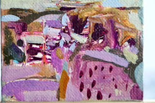 Abstract Miniature Painting on Canvas – 3x3 Inch Original Art – Mixed Media Artwork