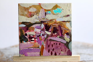 Abstract Miniature Painting on Canvas – 3x3 Inch Original Art – Mixed Media Artwork