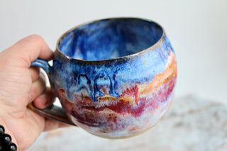 Hand Painted Ceramic Art Mug, Unique Gift for Coffee Lovers, One-of-a-Kind Artwork, Unique Gift