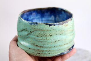 Unique Handmade light Green Japanese style tea bowl - Functional Pottery Artwork for Matcha style lovers.