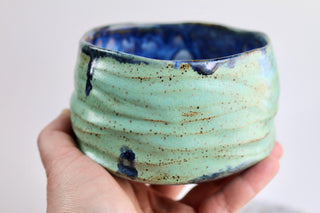 Unique Handmade light Green Japanese style tea bowl - Functional Pottery Artwork for Matcha style lovers.