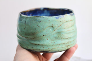 Unique Handmade light Green Japanese style tea bowl - Functional Pottery Artwork for Matcha style lovers.