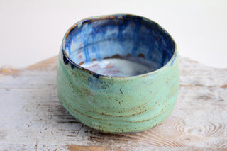 Unique Handmade light Green Japanese style tea bowl - Functional Pottery Artwork for Matcha style lovers.