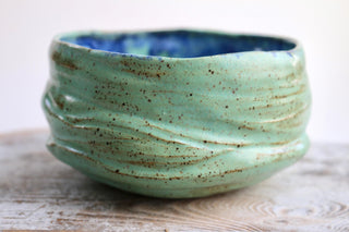 Unique Handmade light Green Japanese style tea bowl - Functional Pottery Artwork for Matcha style lovers.