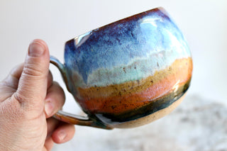 Hand Painted Sunset Art Mug, Unique Gift for Coffee Lovers, One-of-a-Kind Artwork, Unique Gift