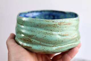 Unique Handmade light Green Japanese style tea bowl - Functional Pottery Artwork for Matcha style lovers.