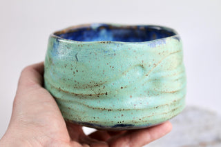 Unique Handmade light Green Japanese style tea bowl - Functional Pottery Artwork for Matcha style lovers.