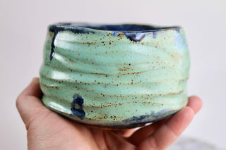 Unique Handmade light Green Japanese style tea bowl - Functional Pottery Artwork for Matcha style lovers.