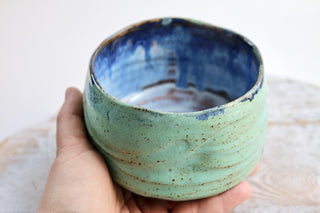 Unique Handmade light Green Japanese style tea bowl - Functional Pottery Artwork for Matcha style lovers.