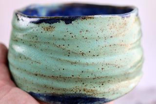 Unique Handmade light Green Japanese style tea bowl - Functional Pottery Artwork for Matcha style lovers.