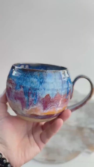 Hand Painted Ceramic Art Mug, Unique Gift for Coffee Lovers, One-of-a-Kind Artwork, Unique Gift